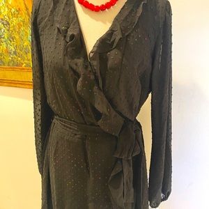NWT Julia Jordan Black Long Sleeve Wrap Dress 14